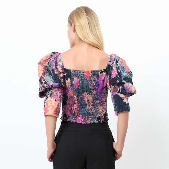 Topstijl 80's met bloemenprint en gezwollen mouwen - Image 3