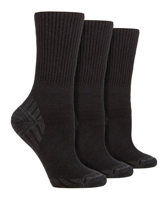3 Pack Diabetic Walking Socks for Mens | IOMI FOOTNURSE | Extra Wide Soft Top Seamless Hiking Socks - Black - Image 1