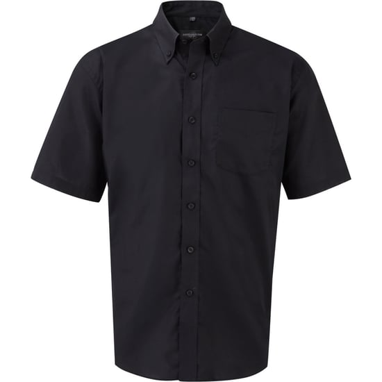Russell Collection Mens Short Sleeve Easy Care Oxford Shirt (Black) - Image 1