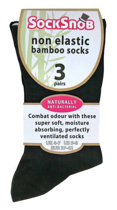 3 par damstrumpor Anti Odour Loose Wide Top Non Elastic Bamboo Socks - Image 2
