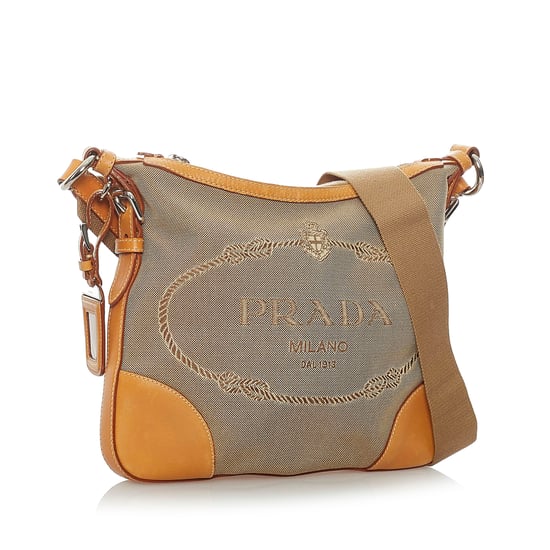 Vintage Prada Canapa Canvas Crossbody Bag Brown