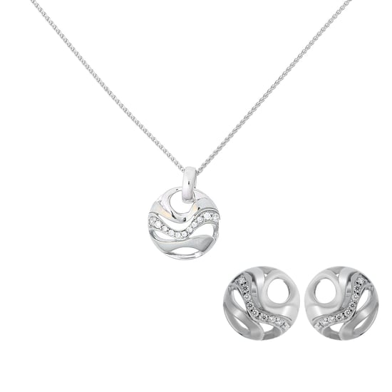 Orphelia 'Elvina' Dames 925 Sterling Zilveren Set: Ketting-Hanger + Oorbellen - Zilver SET-7085 - Image 1