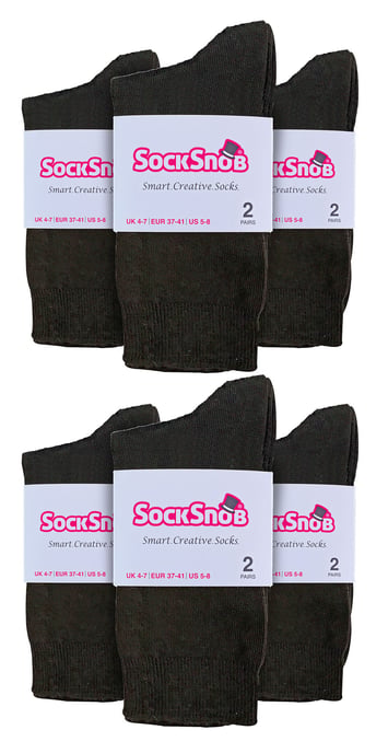 Vanliga bomullsstrumpor för damer | 12 par multipack | Sock Snob | tunna bekväma färgglada ankelstrumpor för damer - mörkbrun - Image 2