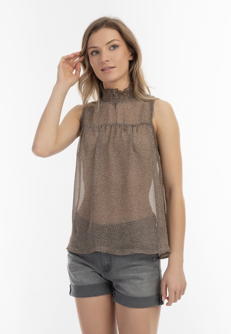 Dreimaster Blouse Dames olijf wol wit - Image 3