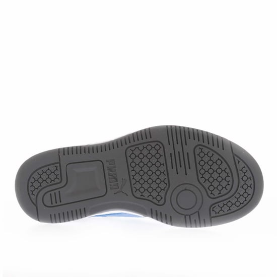 Boy's Puma Juniors Rebound V6 Trainers in White blue grey - Image 4
