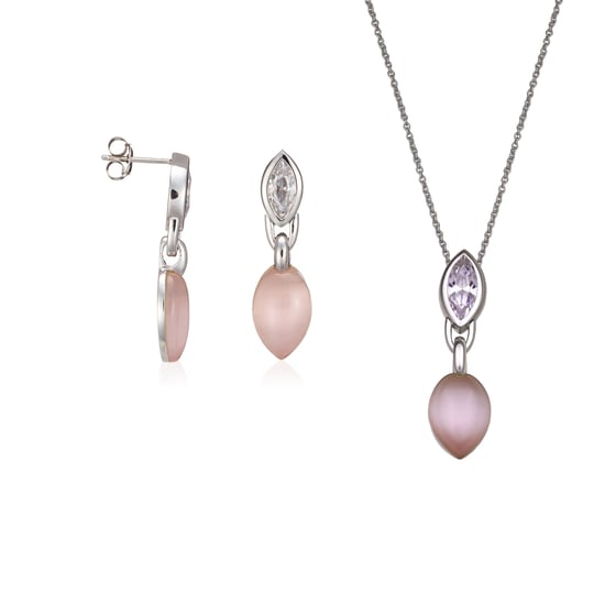 Orphelia Dames 925 Sterling Zilveren Set: Ketting-Hanger + Oorbellen - Zilver SET-5915 - Image 1