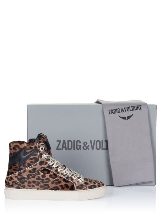 Zadig Voltaire High Flash Printed Cowskin Wit schoenen bruin - Image 4