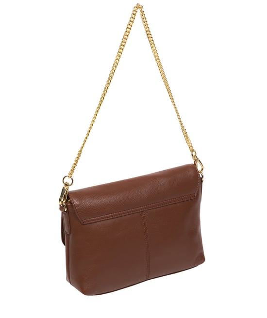 'Jazmine' Dark Tan Nappa Leather Grab Clutch Bag
