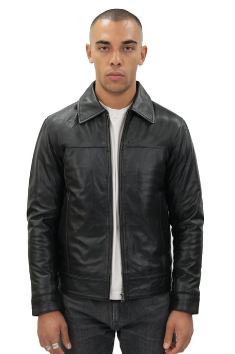 Mens Leather Harrington Jacket-Shanghai