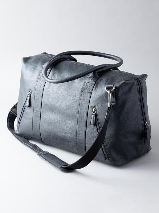 Discoverer Large Leather Holdall in Black