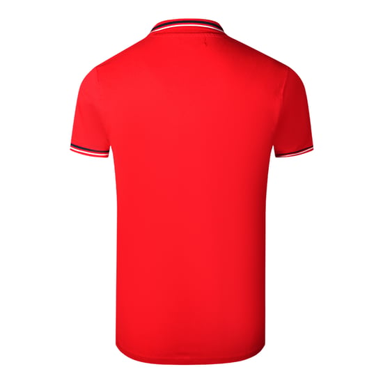 Cavalli Class Twinned Tipped Collar White Logo Red Polo Shirt - Image 2