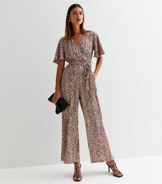 Satin Animal Angel Sleeves Wrap Jumpsuit - Image 1