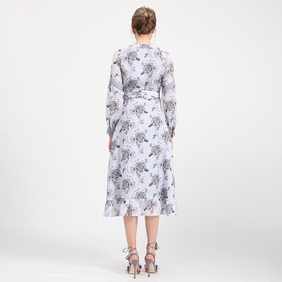 Wrap flower print dress