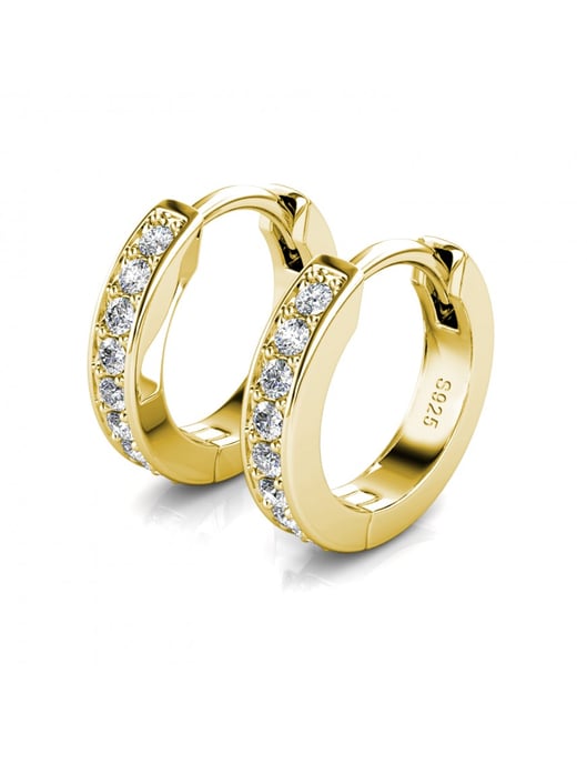 Circle Hoop Earrings - Gold and Crystal - Image 4