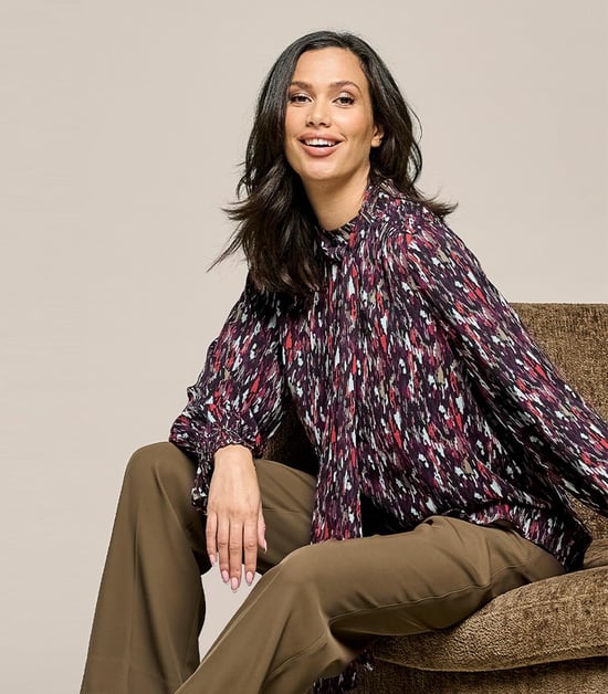 Irina Print Blouse Taupe / Multi - Image 6