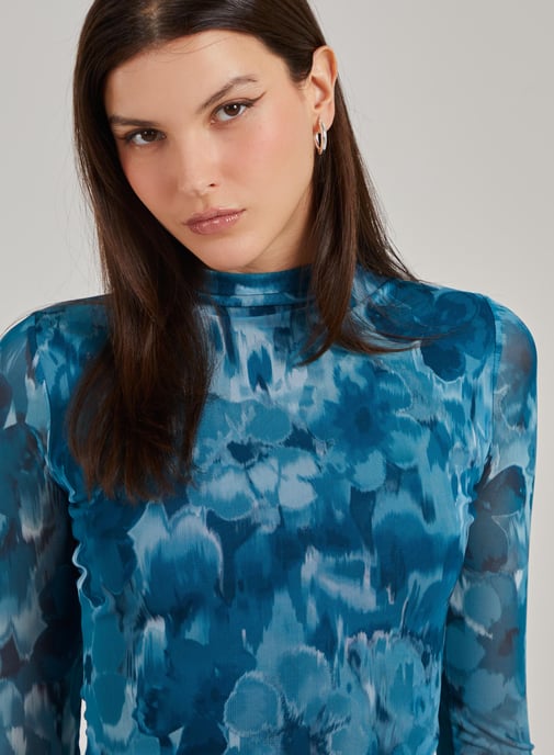 Graphic Floral High Neck Bodysuit