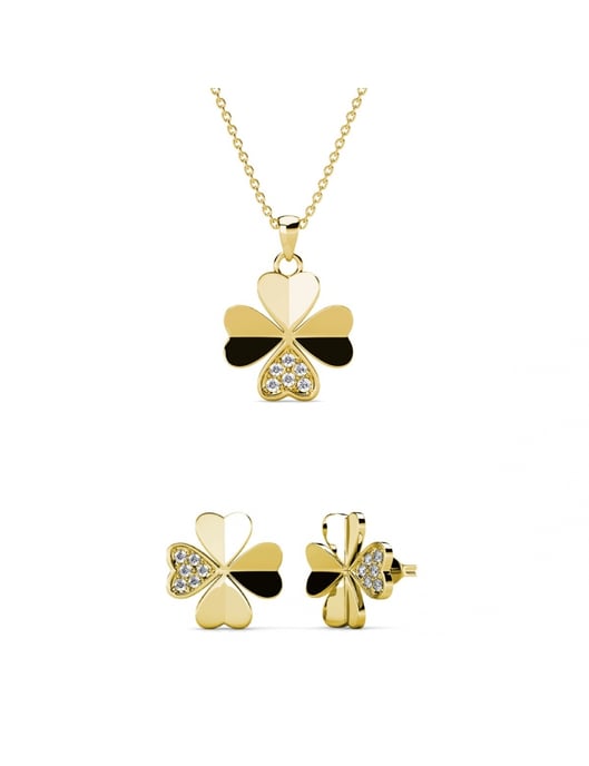 Parure et Coffret Klöverblad - Doré et Cristal - Image 1