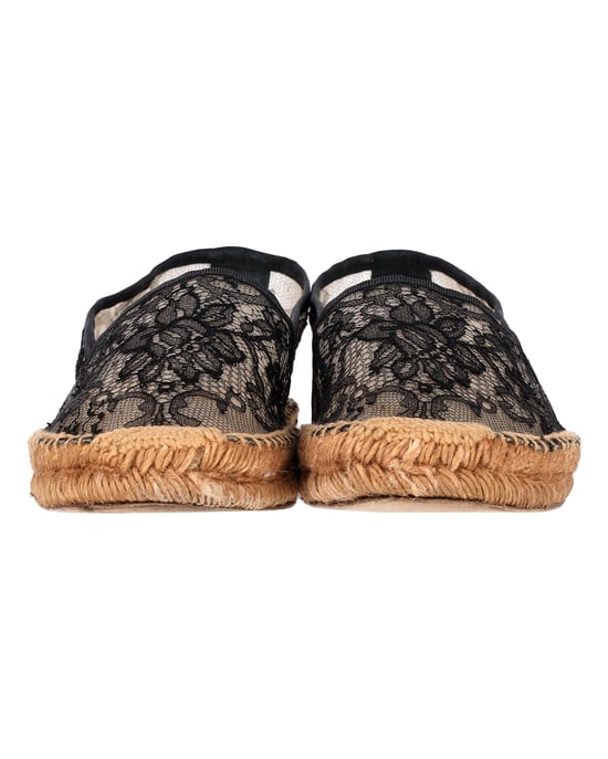 Dolce & Gabanna Lace Espadrille Flats in Black Canvas - Image 2