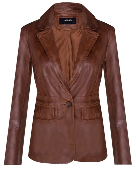 Women's leather one-button blazer - Newhaven
