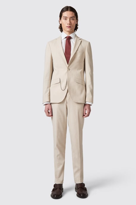 Looten Slim Fit Beige Linen Trousers
