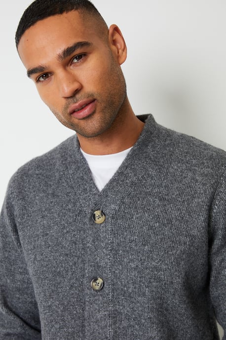 Charcoal Knitted Button Up Cardigan