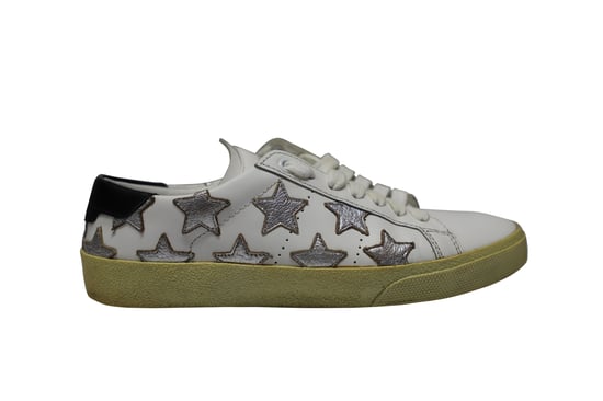 Saint Laurent Paris SL/06 Metallic Stars Lage Sneakers in Witte Leer - Image 1