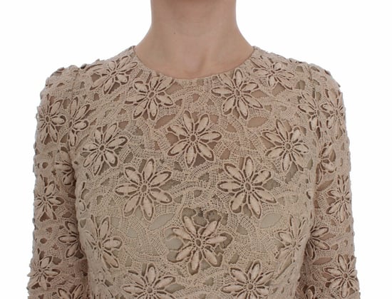 Dolce & Gabbana Dam Beige Blommig Spets Klänning Maxi - Image 5
