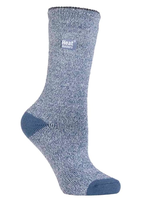 Heat Holders Lite - Ladies Thin Winter Thermal Socks in Plain Colours - Denim / Cream - Image 1