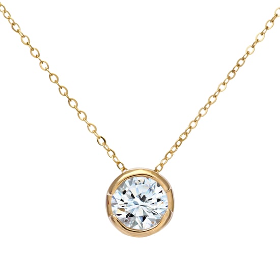 9ct Yellow Gold Rub Set Half Carat Diamond Pendant and 18" Chain - Image 1