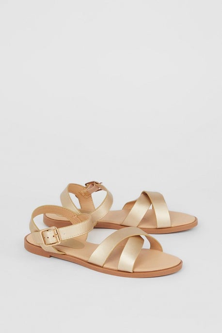 Florence Cross Strap Flat Sandals - Image 3