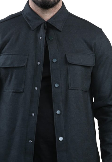 Autograph Mens Wool Blend Overshirt in Black - Image 4