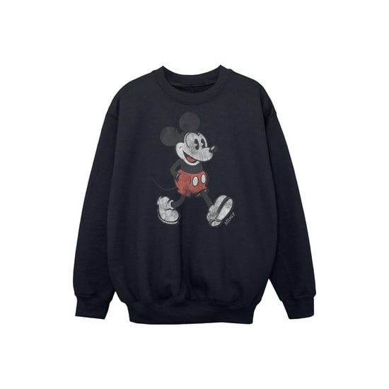 Disney Boys Walking Mickey Mouse Cotton Sweatshirt (Black)