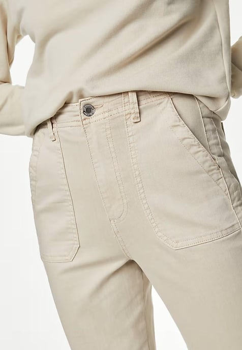 M&S Collection Ladies Cotton Blend Slim Fit Ankle Grazer Joggers Beige - Image 3