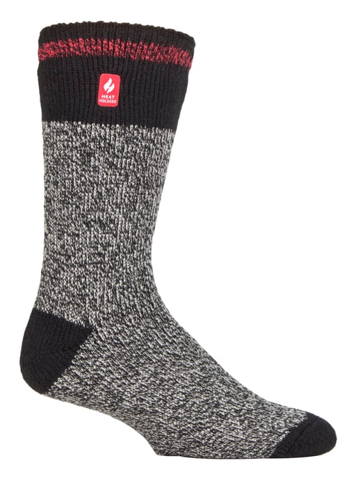 Värmehållare - Extra tjocka termosockor för herrar för vintern | Varma fluffiga fleeceisolerade strumpor | Gåvor till män - Svart röd (Porto) - Image 1