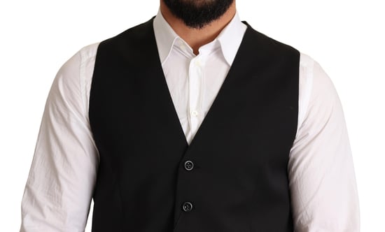 Dolce & Gabbana Herr svart ull formell västkjol - Image 4
