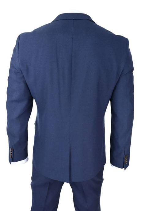 Mens 3 Piece Navy Blue Classic Retro Suit - Image 3