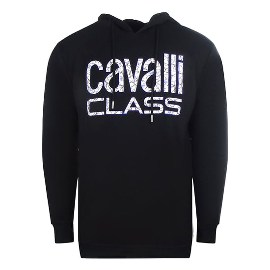 Cavalli Class Floral Logo Black Hoodie - Image 1