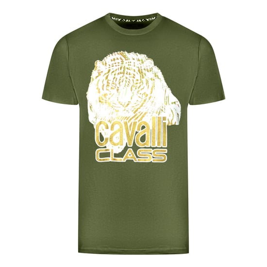 Cavalli Class Stor Tigerlogo Grön T-shirt - Image 1