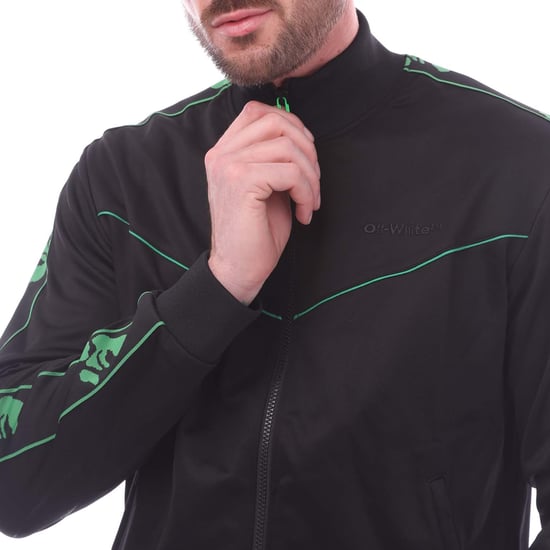 Men's Off White Face Band Slim Track Top in Black - Image 3