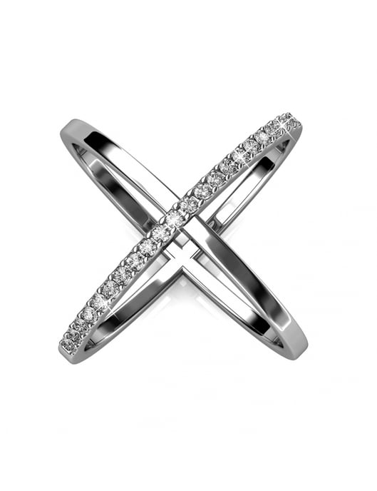 X Duo Ring - Silver och kristall - Image 1