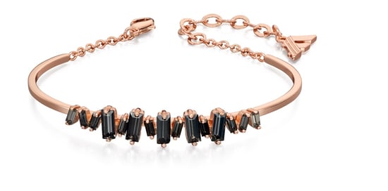 Fiorelli Fashion Rose Gold Plated Baguette Black Crystal Structured Bracelet