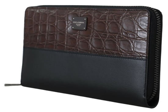 Dolce & Gabbana Black Zip Around Continental Clutch Exotic Leather Men's Wallet - Image 2