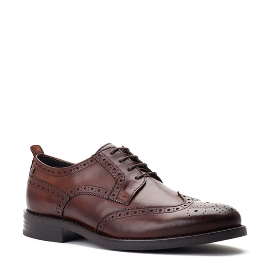 Base London Mens Cooper Washed Brown Leather Brogue Shoes