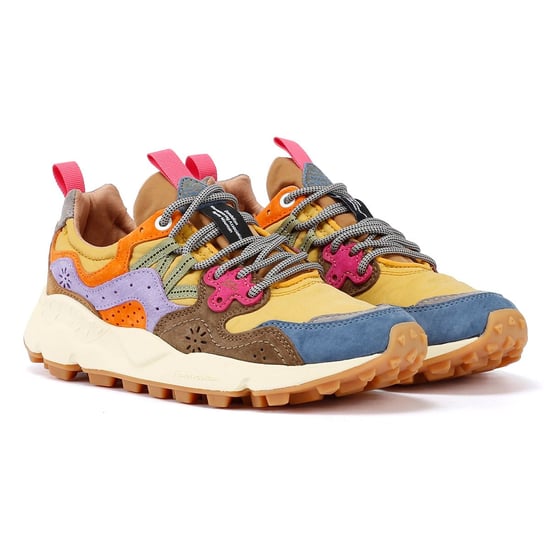 Flower Mountain Yamano 3 Suede Light Blue/Yellow/Brown Trainers - Image 1