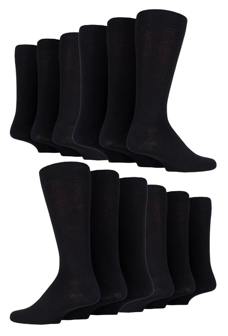 12 par multipack herrstrumpor i bomull med färgglada ränder | Sock Snob | mönstrade business- och casualstrumpor - svart - Image 1