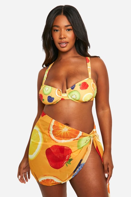 Plus Fruit Print Tie Side Sarong