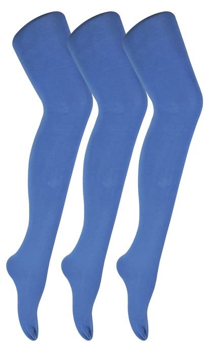 3 Par Flerpack Dam Färgade Ogenomskinliga 80 Denier Strumpbyxor | Sock Snob | Plain Block Colour Strumpbyxor - Moonlight Blue - Image 1