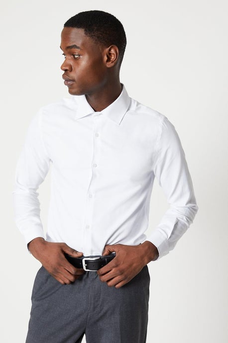 Tailored Fit Herringbone Weave Shirt - Image 1