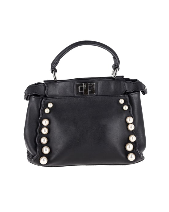 Fendi Mini Peekaboo Pearl Tote Bag in Black Calfskin Leather - Image 3