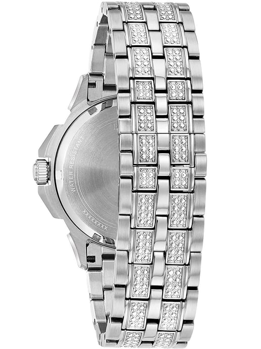 Bulova Kristallen Heren Zilveren Horloge 96C134 - Image 6